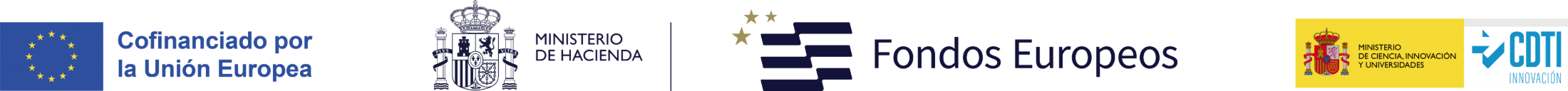 Cofinanciado por la Unión Europea - Ministerio de Hacienda - Fondos Europeos - Gobierno de España, Ministerio de Ciencia, Innovación y Universidades - CDTI Innovación